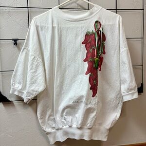 Vintage 80/90’s Handpainted White Shirt with Red Pepper Design